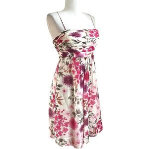 WORTH Floral Cotton Silk Babydoll Mini Dress size 4 Pink